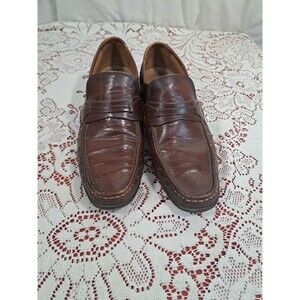 Vtg Mens Coburne Square Brown Leather Hand Sewn Loafers 70s 80s Dress Shoes 9M